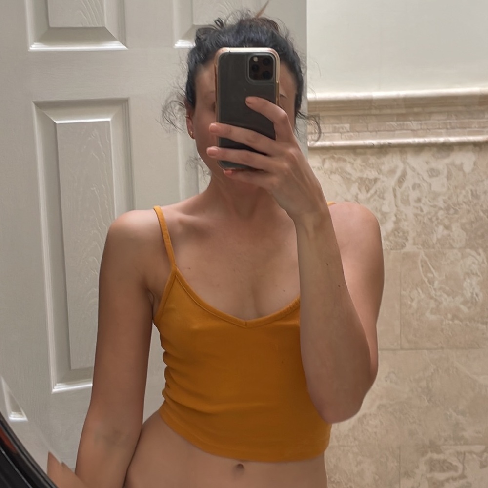 Zara Cropped Golden Yellow Orange Cotton Tank
